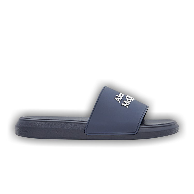 Buy Alexander McQueen Logo Pool Slides 'Navy' - 663564 W4RF0