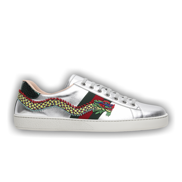Buy Gucci Ace Embroidered Silver Dragon 473765 DMKE0 8169 GOAT