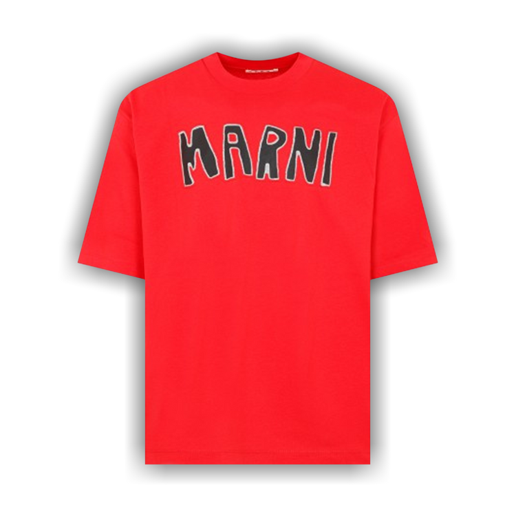 Red boxy T-shirt with Marni Scribbled logo | Marni
