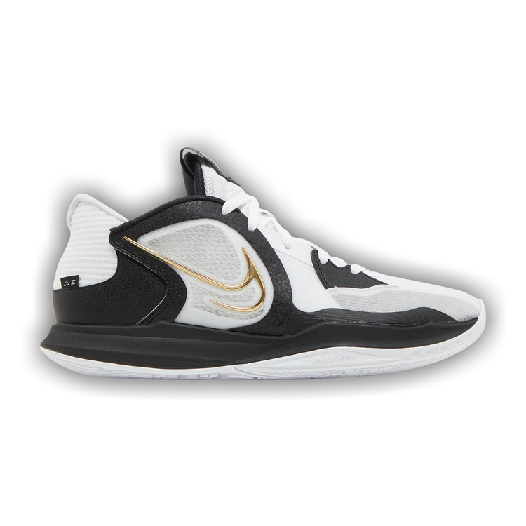 Black white and gold basketball shoes top