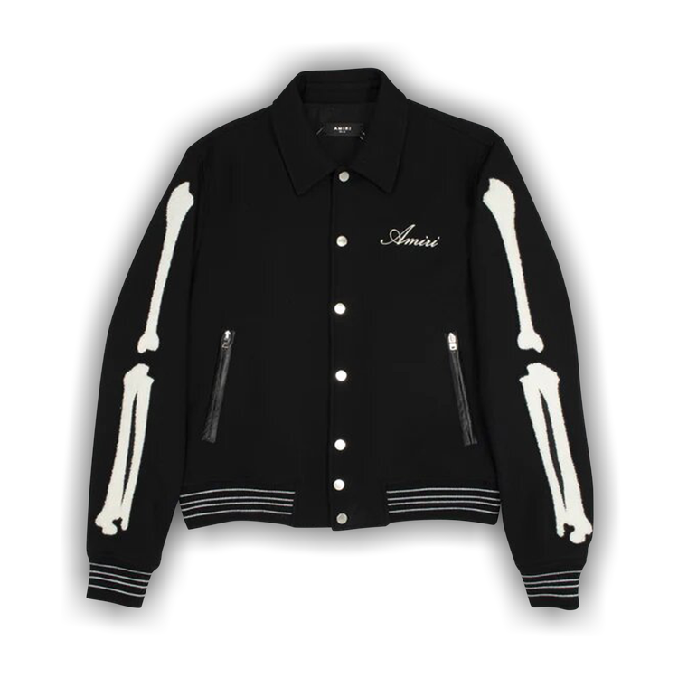 Buy Amiri Bones Varsity Jacket 'Black' - XM0S002 001 BLAC | GOAT