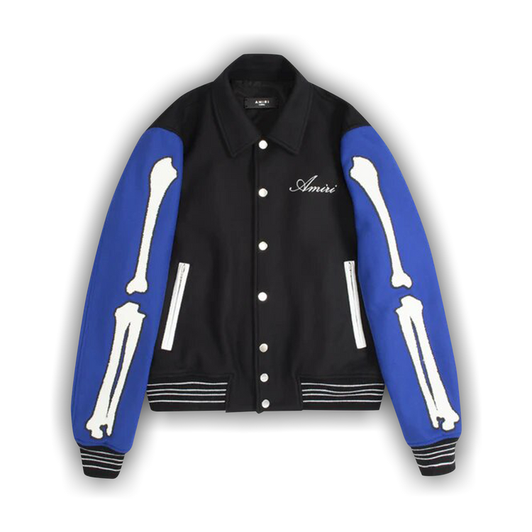 Buy Amiri Bones Varsity Jacket 'Black/Blue' - PS22M0S002 013 BLAC