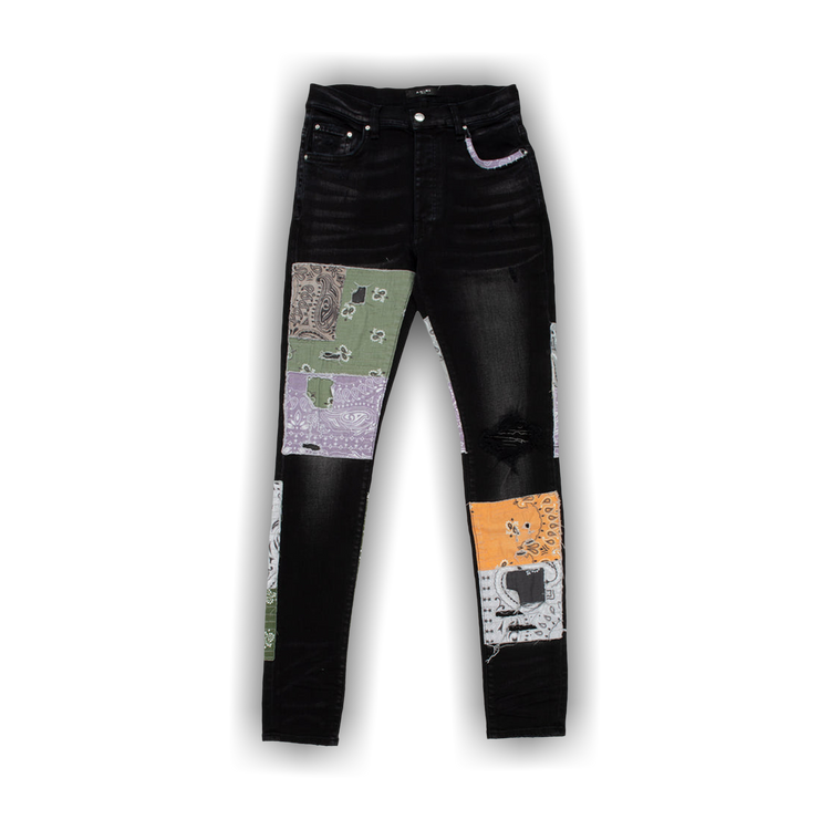Buy Amiri Bandana Art Patch Jean 'Aged Black' - PF22MDS021 Buy Amiri Bandana Art Patch Jean 'Aged Black' - PF22MDS021