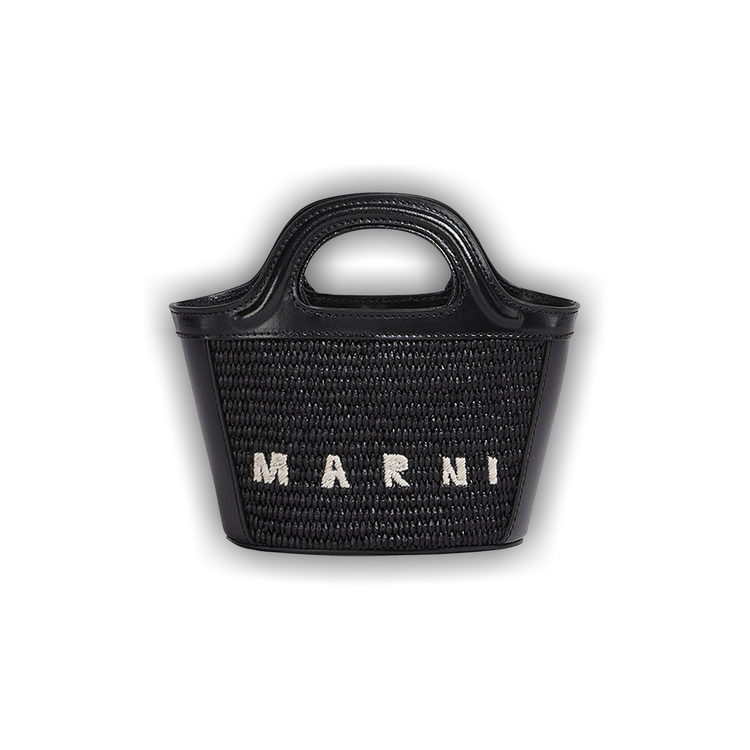 MARNI｜TOTEBAGS (TROPICALIA MICRO (BMMP0067Q0 P3860 00N9 Tropicalia Micro Bag in brown leather and raffia-effect