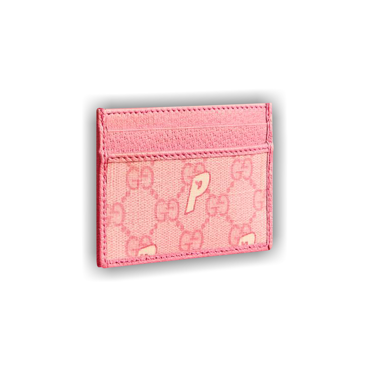 【GuccixPikara】Heart GG Supreme Web Keychain Card Coin Case Gucci GG Supreme Neon Pink Heart Key Pouch ○ Labellov