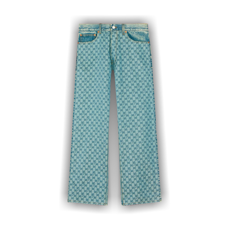 Buy Gucci x Palace GG-P Pattern Baggy Jeans 'Light Blue' - 723927