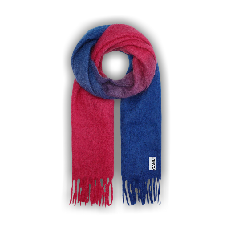 Buy GANNI Mohair Gradient Fringed Scarf 'Nautical Blue' - A4499