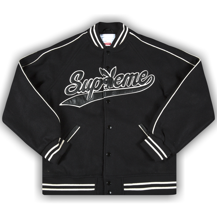 Buy Supreme x Playboy Varsity Jacket 'Black' - FW17J86 BLACK | GOAT