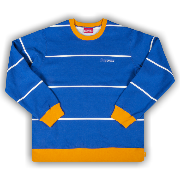 Buy Supreme Striped Crewneck Royal Blue FW17SW32 ROYAL BLUE GOAT