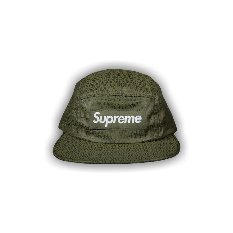 Buy Supreme Fuck Everybody Jacquard Camp Cap 'Olive' - SS19H103