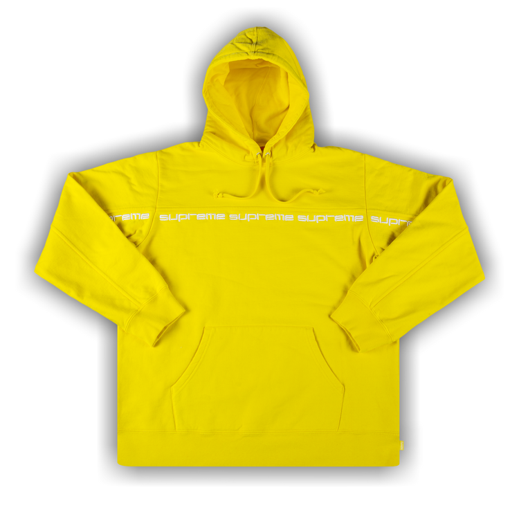 Supreme text stripe hoodie clearance