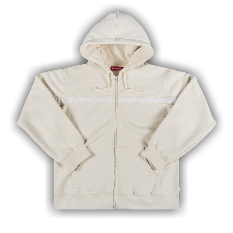 Supreme text stripe zip up hoodie on sale