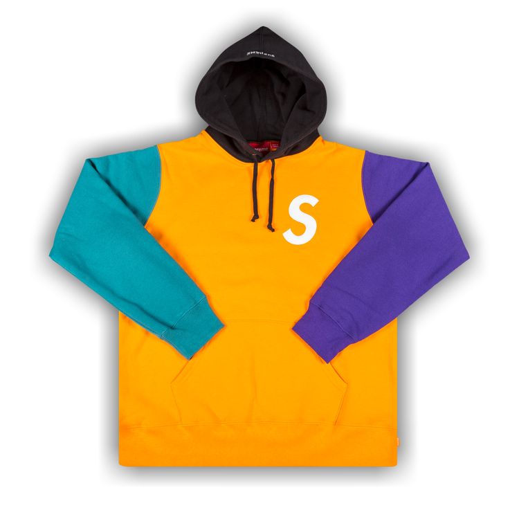 Buy Supreme S Logo Colorblocked Hooded Sweatshirt 'Orange 