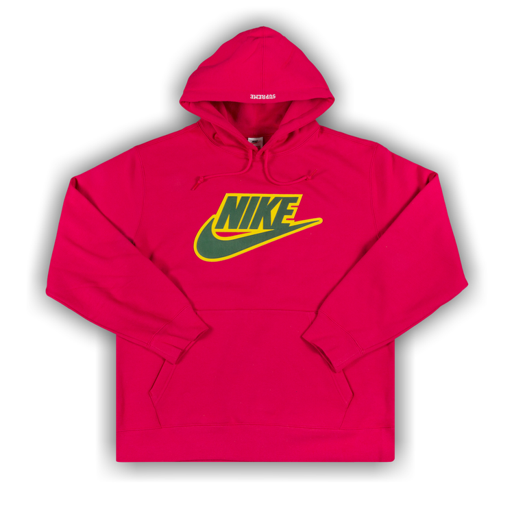 Supreme x Nike Leather Appliqué Hooded Sweatshirt 'Red'