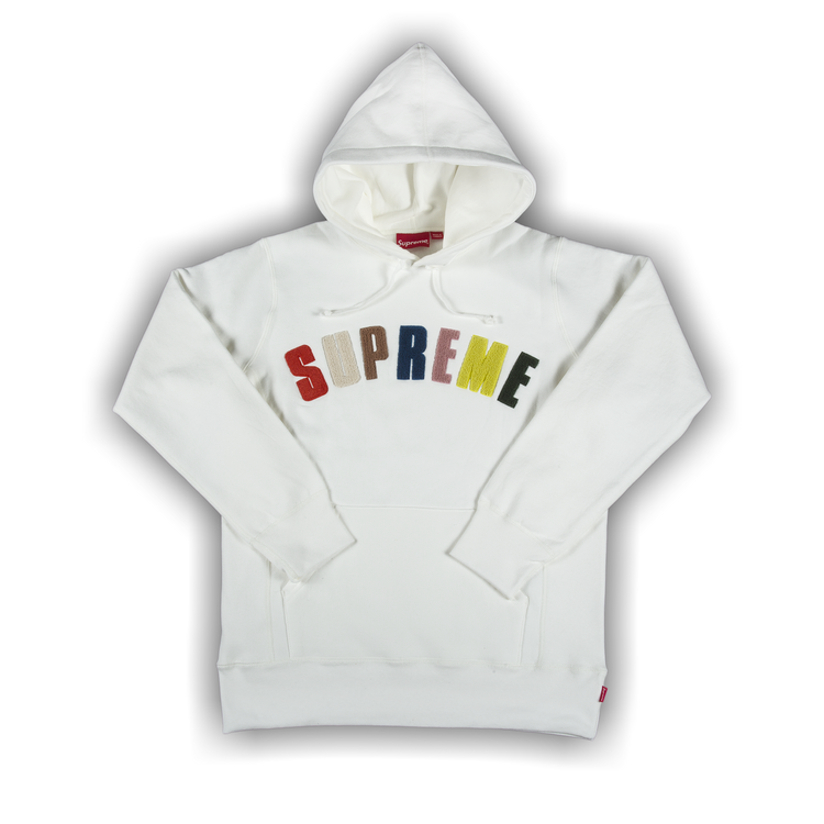 Supreme SS17 Chenille Arc Logo Hooded ピンク Size MEDIUM Supreme Chenille Arc Logo Hooded Sweatshirt (SS17) - $148