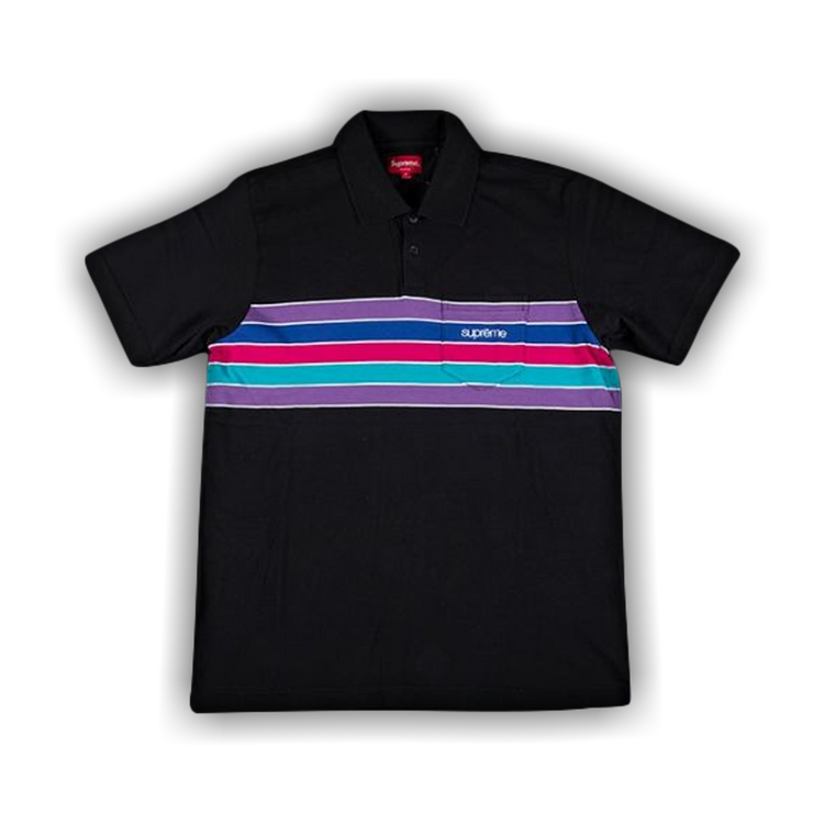 Buy Supreme Chest Stripe Polo 'Black' - SS18KN21 BLACK | GOAT