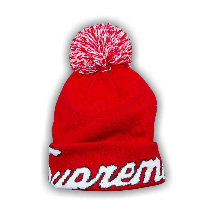 Buy Supreme x New Era Script Beanie 'Red' - FW18BN57 RED | GOAT