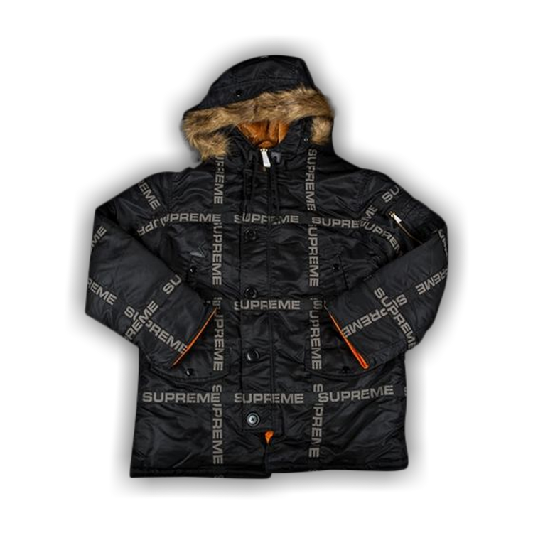 Buy Supreme Logo Tape N 3B Parka Black FW18J20 BLACK GOAT