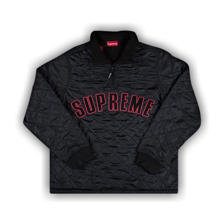 Buy Supreme Arc Logo Quilted Half Zip Pullover 'Black' - SS17J42