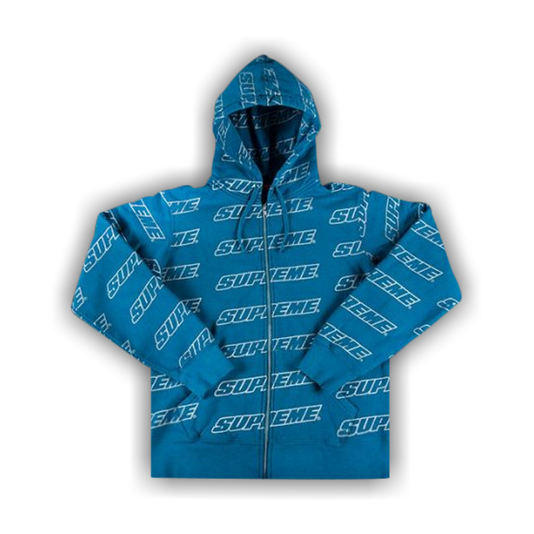 Supreme repeat zip up hooded hotsell sweatshirt black
