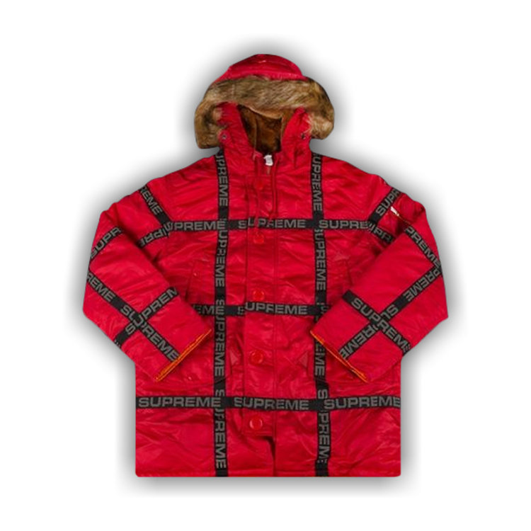 Supreme Logo Tape N-3B Parka 'Red' | GOAT