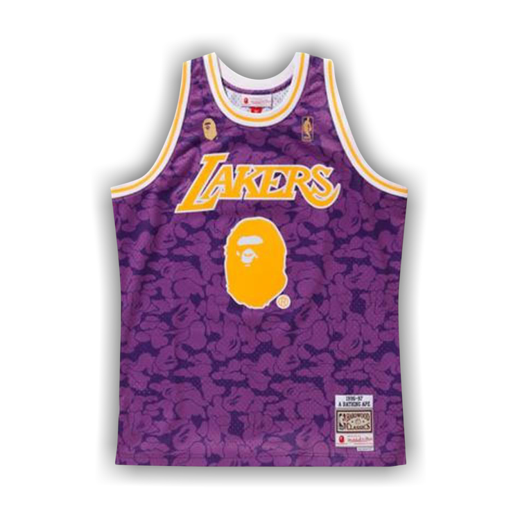 Buy BAPE x Mitchell & Ness Lakers ABC Basketball Swingman Jersey