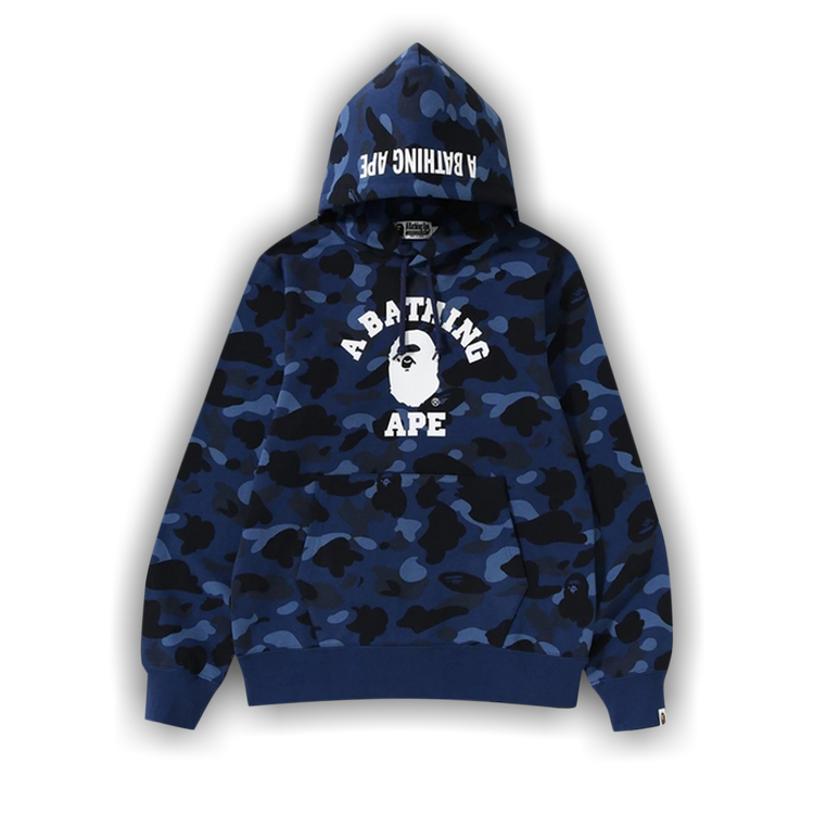 Buy BAPE Color Camo College Pullover Hoodie Blue 0039