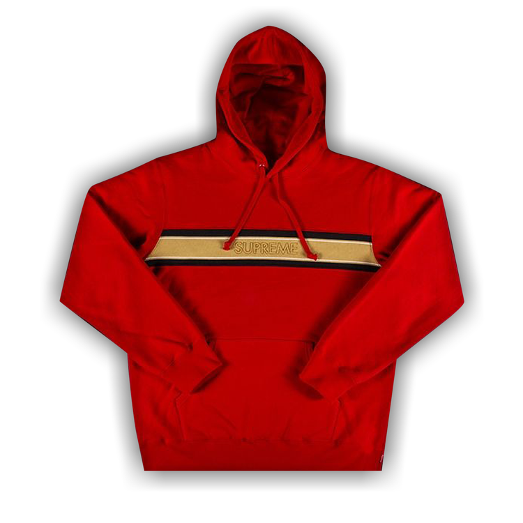 Buy Supreme Chest Stripe Logo Hooded Sweatshirt 'Red' - SS19SW37