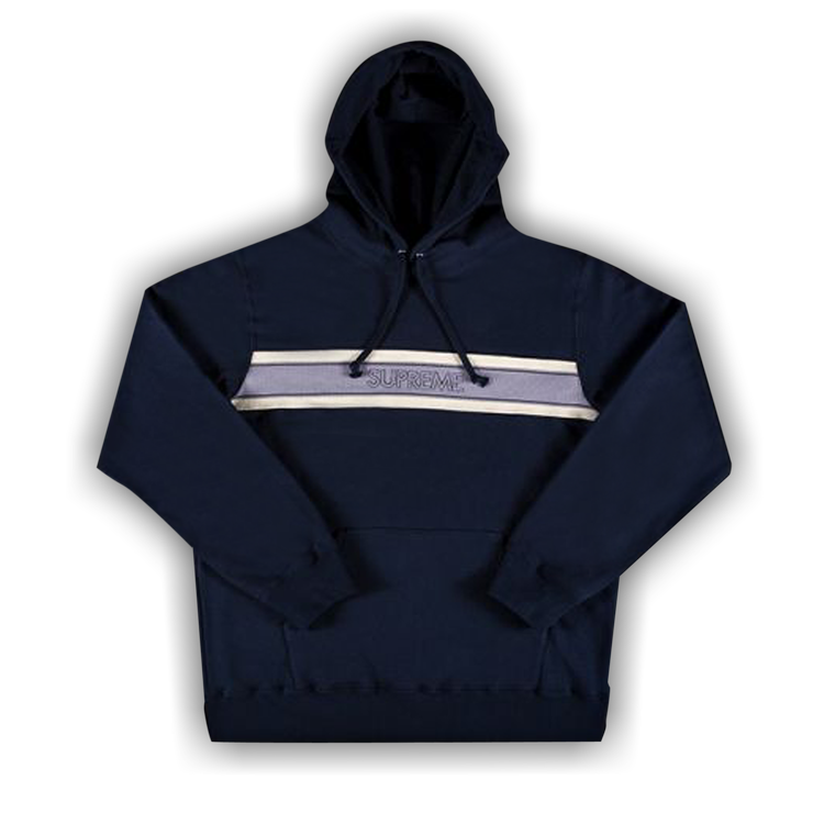 Buy Supreme Chest Stripe Logo Hooded Sweatshirt 'Navy ...