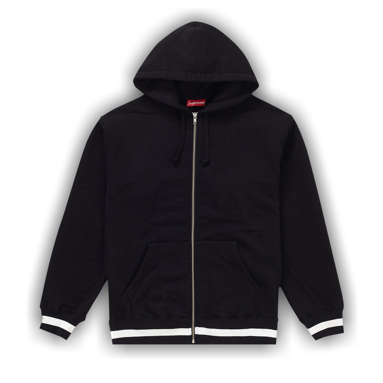 Buy Supreme Old English Stripe Zip Up Hooded Sweatshirt Black