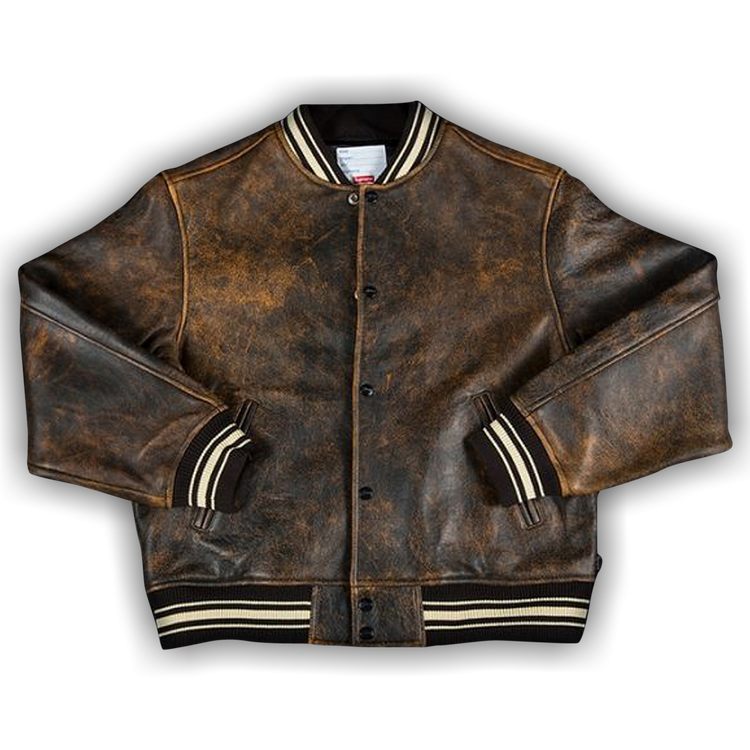 Buy Supreme Painted Leather Varsity Jacket 'Black' - SS19J33 BLACK | GOAT