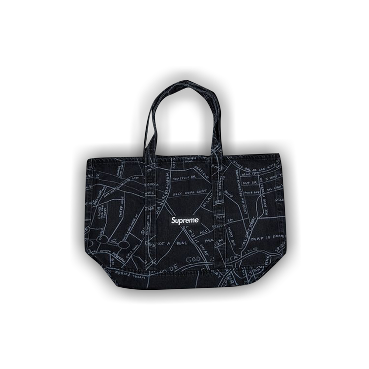 Buy Supreme Gonz Map Denim Tote 'Black' - SS19B16 BLACK | GOAT