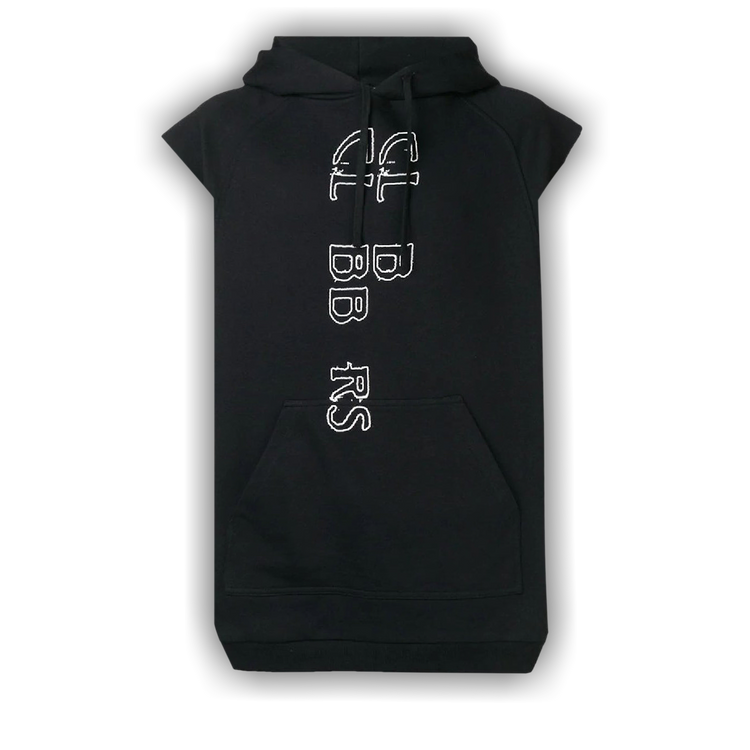 Buy Raf Simons Sleeveless Graphic Hoodie 'Black/White' - 191 196