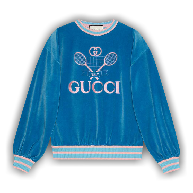 Buy Gucci Tennis Embroidered Sweatshirt 'Blue Chenille' - 581085