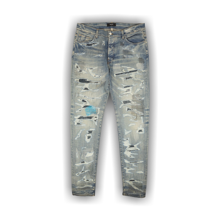 Amiri Crystal Stack Flare Jeans In Clay Indigo - 70% Off