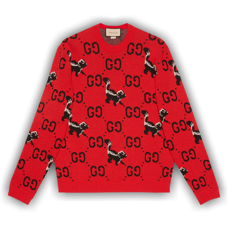 Buy Gucci GG And Skunk Wool Knit Sweater Red 711576 XKCL2 6229 GOAT