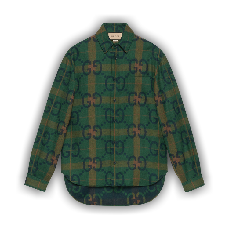【本日タイムセール】GUCCI GGロゴネルシャツ グリーン/ブラウン 1097098_00.png.png