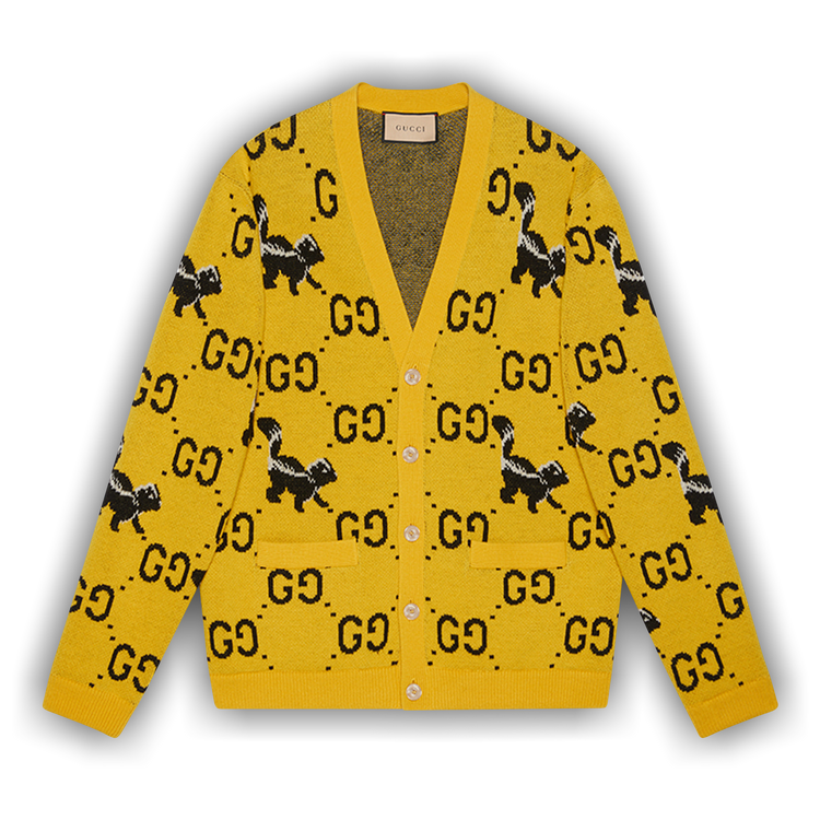 Buy Gucci GG And Skunk Cardigan 'Yellow' - 716113 XKCL2 7218 | GOAT