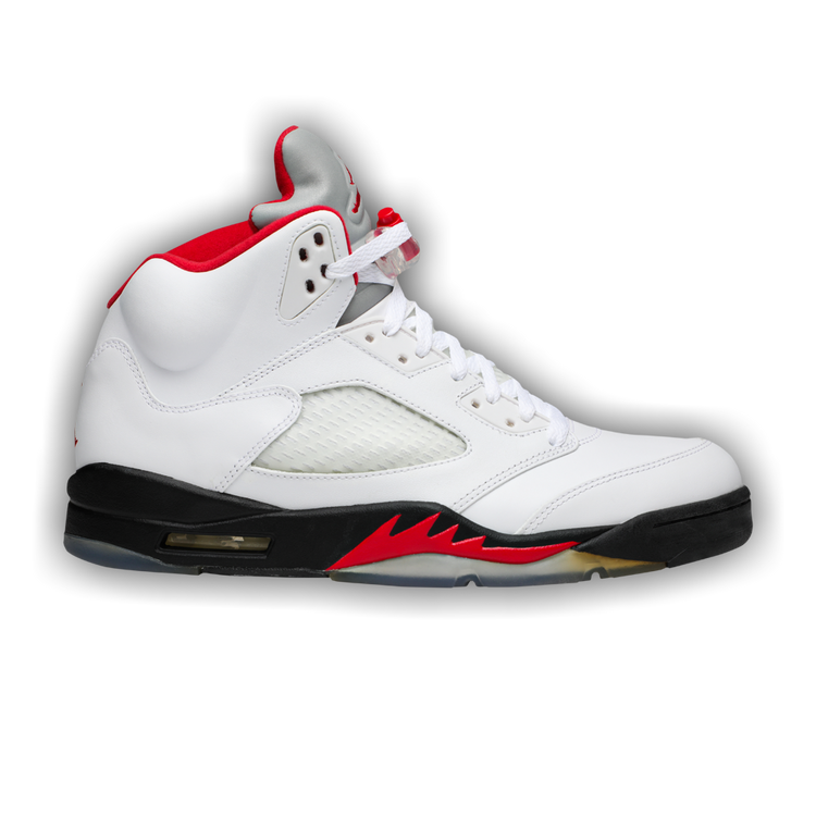 Jordan 5s white and red sales