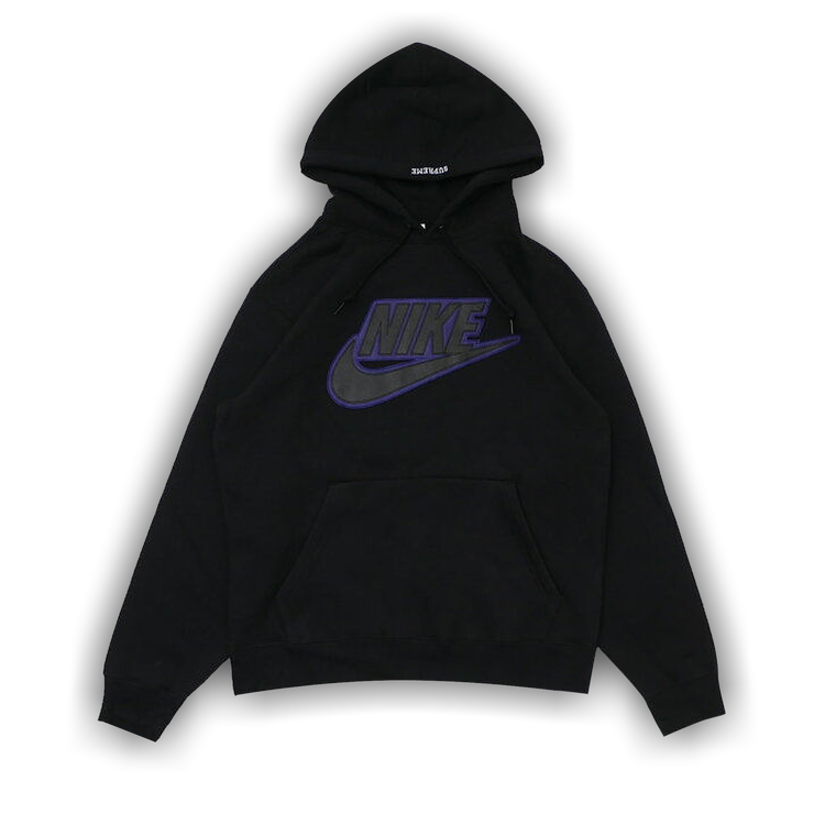 Supreme x Nike Leather Appliqué Hooded Sweatshirt Black 'Black