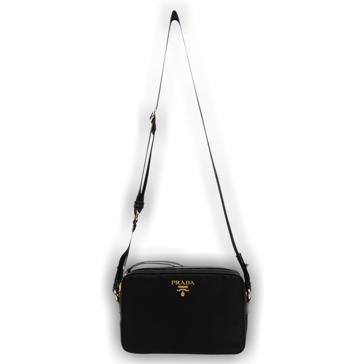 Prada Womens Tessuto Nylon Black Camera Bag Crossbody 1BH089 
