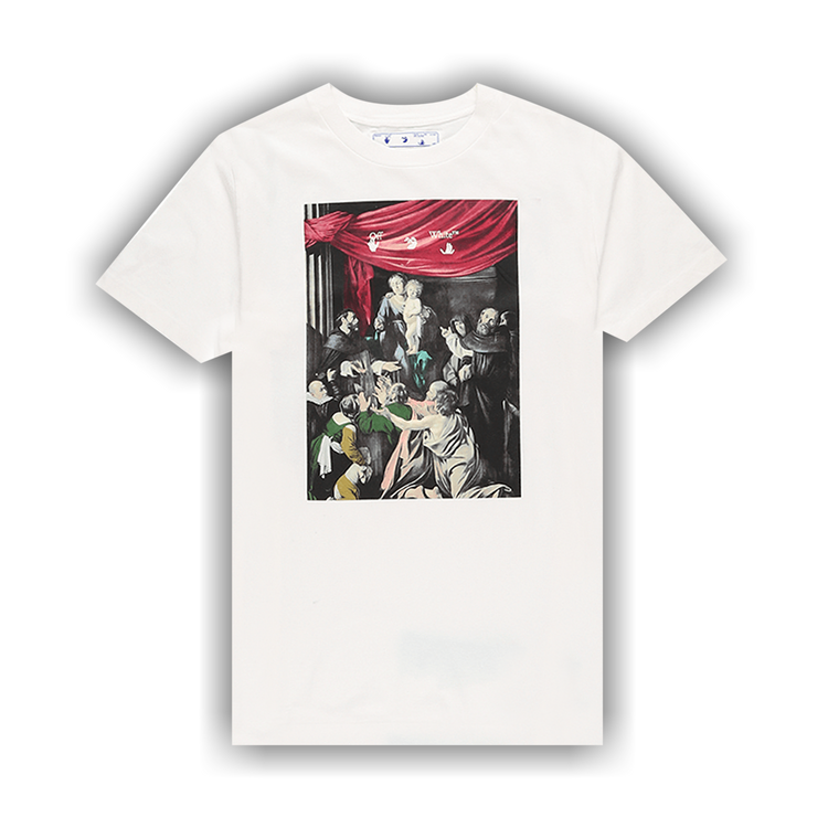 ★Off-White★ Caravaggio Print Short Sleeve T-Shirt Beige OM Off-White Caravaggio Painting short-sleeve T-shirt | White