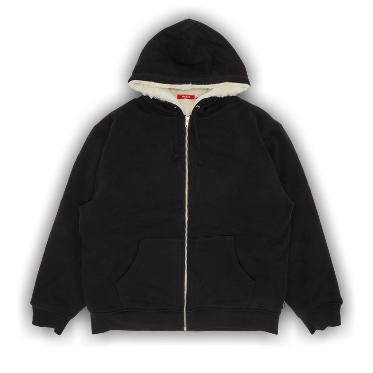 Supreme Faux Fur Lined Zip Up Hooded Sweatshirt 'Black' | GOAT