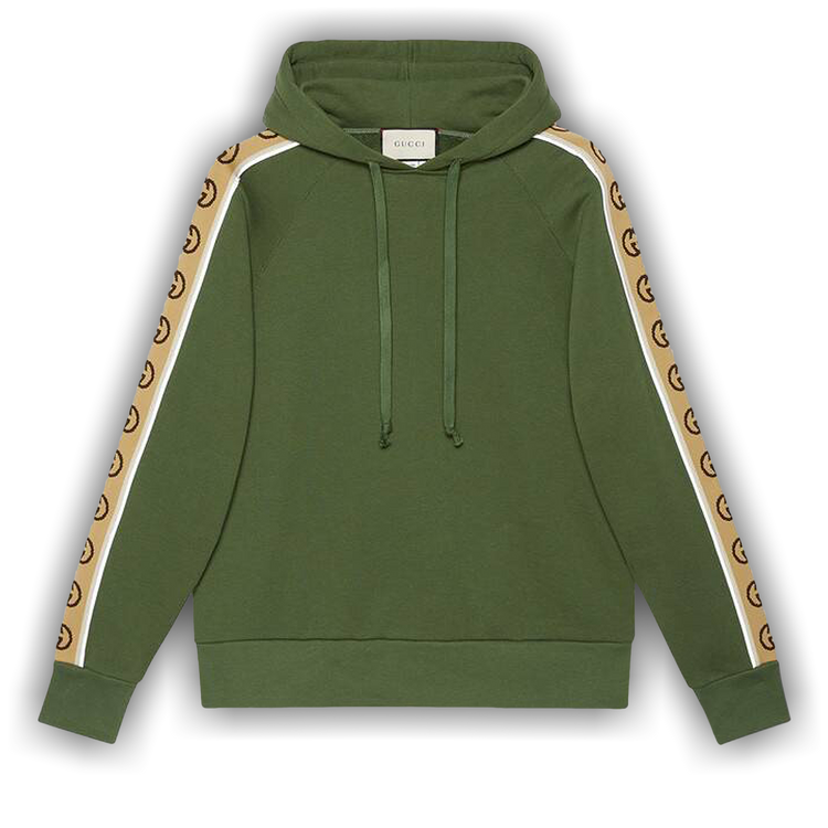 Buy Gucci Tape Detail Popover Hoodie 'Asparagus Green