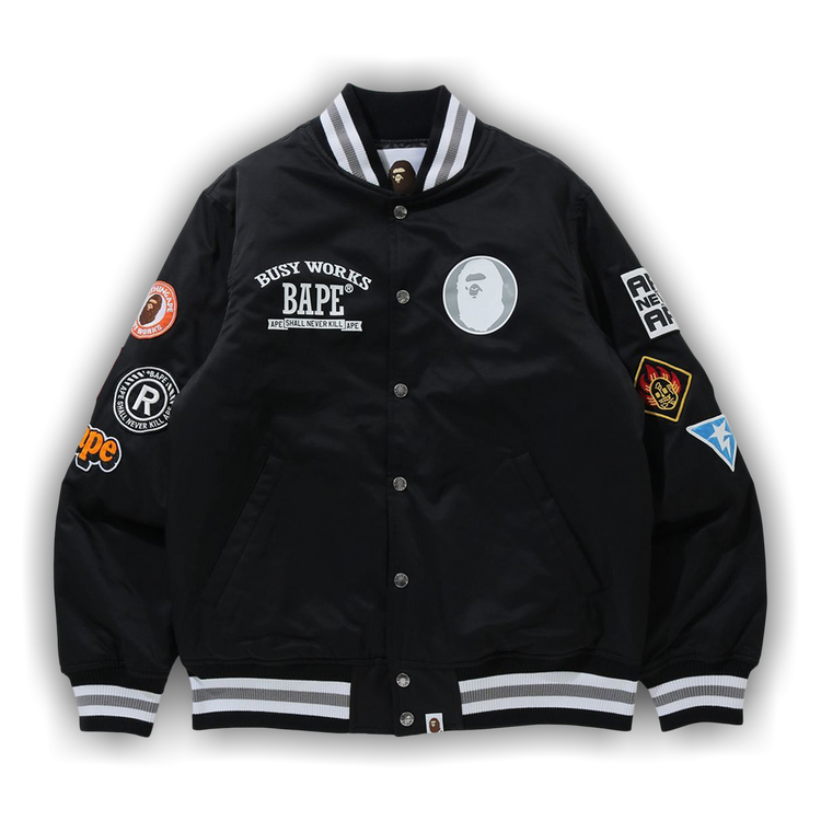 Bape majestic clearance satin varsity jacket