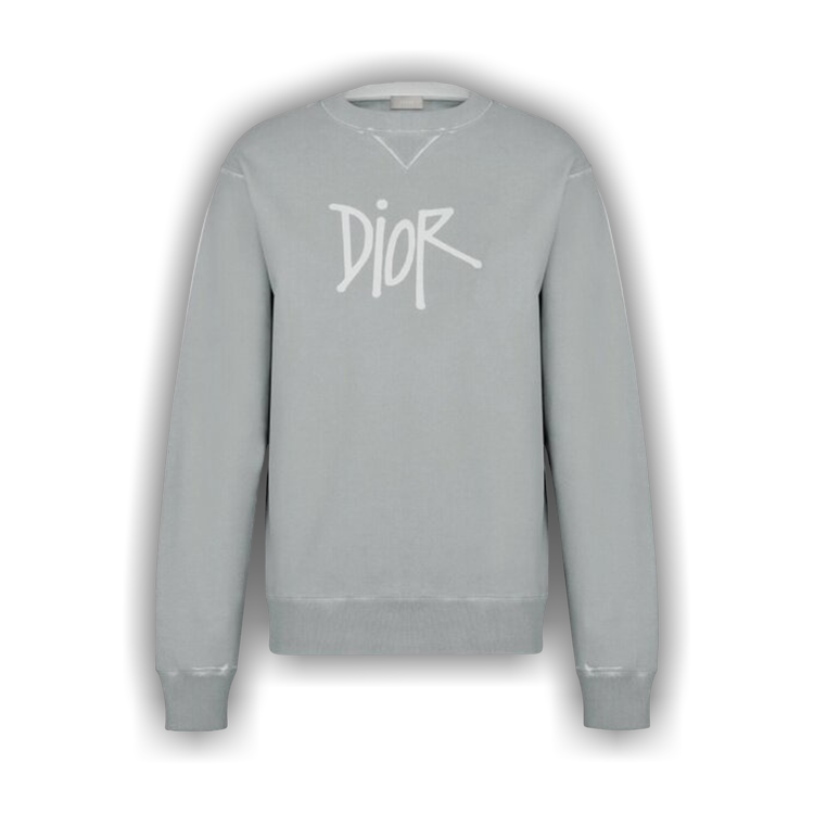 Buy Dior x Shawn Stussy Bee Garment-Dyed Sweatshirt 'Grey