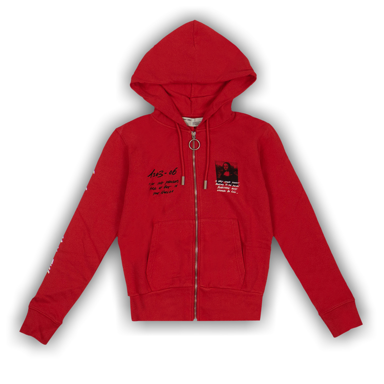 Off white red on sale zip up hoodie