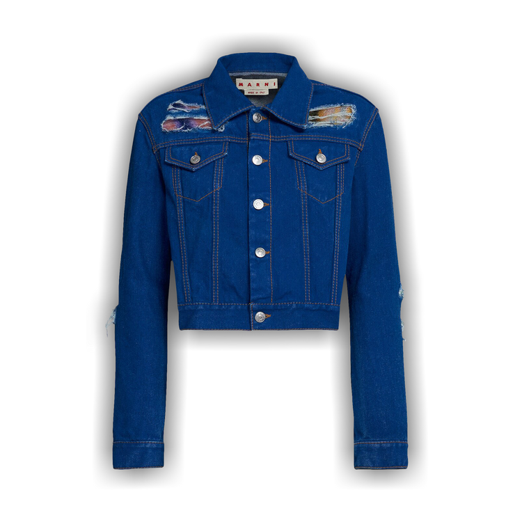 【MARNI】Colorblock Denim Jacket Snow Marni Denim Jacket With Patches | Garmentory