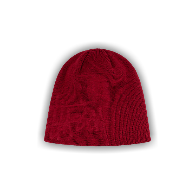 Buy Stussy Debossed Stock Logo Skullcap Beanie 'Deep Red' - 1321076 DEEP |  GOAT