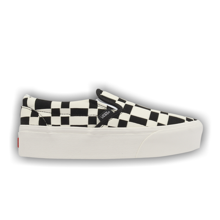 Vans woven check online slip on black